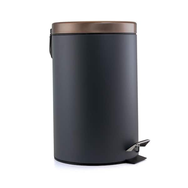 Elama Waste Basket with Step-On Pedal in Gray and Copper