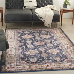Fulton Navy 5 ft. x 7 ft. Vintage Persian Traditional Area Rug