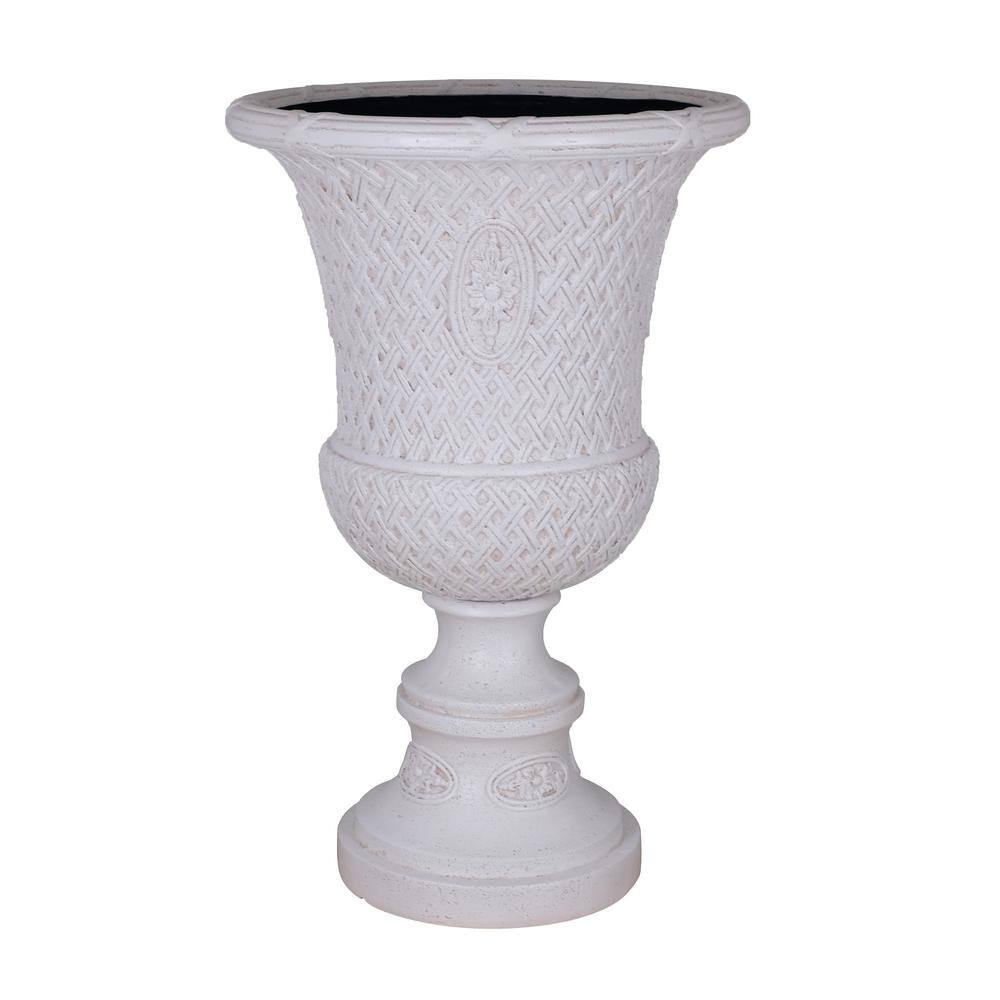 MPG 18 in. L x 18 in. W x 28 in. H Light Aged White Cast Stone Lattice ...