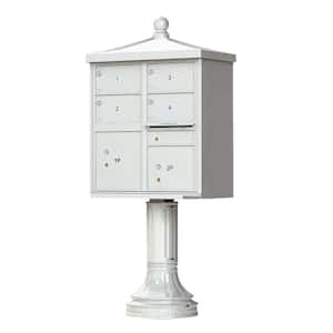 1570 Series 4-Large Mailboxes, 1-Outgoing, 2-Parcel Lockers, Vital Cluster Mailbox with Vogue Traditional Accessories