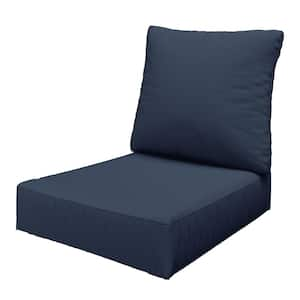 24 in. x 24 in. x 6.5 in. Outdoor Repacement Deep Seating Lounge Chair Cushion with Backrest Navy