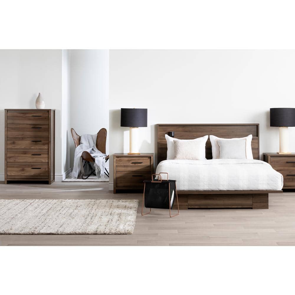 Natural Walnut Vertical 5-Drawer Dresser