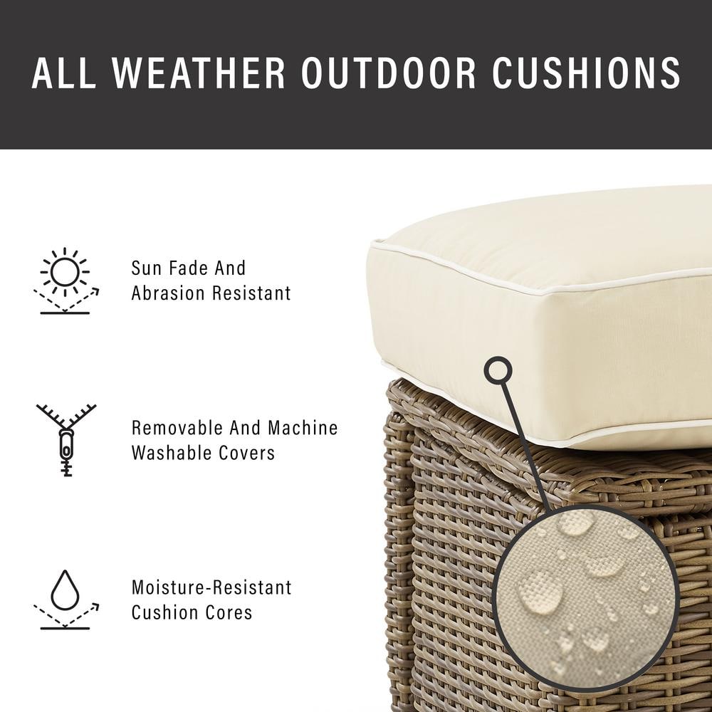 Sand and Brown Wicker Lawson Outdoor Loveseat