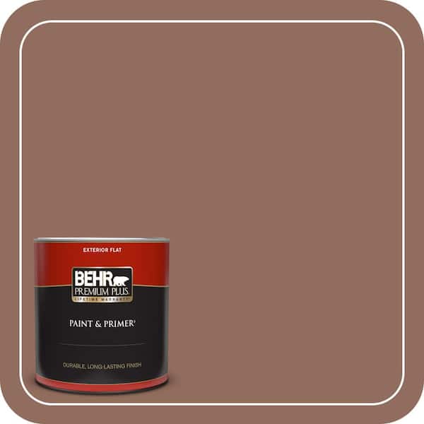 BEHR PREMIUM PLUS 1 qt. #220F-6 Chocolate Curl Flat Exterior Paint & Primer