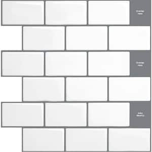 Art3dwallpanels 12 in. x 12 in. Vinyl Peel and Stick Tile New Version Warm  White with Gray Grout for Kitchen Backsplash (8.2 sq.ft./Box) A17hd003WG -  The Home Depot