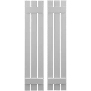 11-1/2 in. W x 31 in. H Americraft 3 Board Exterior Real Wood Spaced Board and Batten Shutters Primed