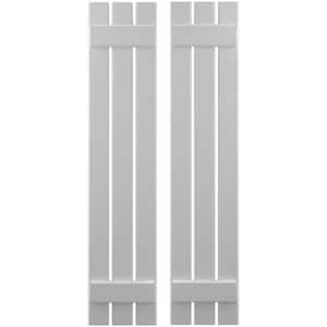 11-1/2 in. W x 50 in. H Americraft 3 Board Exterior Real Wood Spaced Board and Batten Shutters Primed