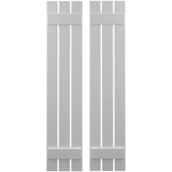 Ekena Millwork 11-1/2 in. W x 77 in. H Americraft 3-Board Exterior Real Wood Spaced Board and Batten Shutters in Primed