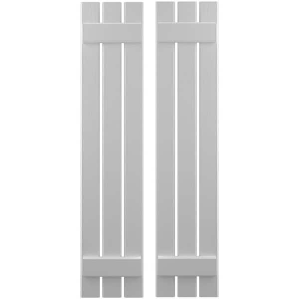 Ekena Millwork 11-1/2 in. W x 82 in. H Americraft 3-Board Exterior Real Wood Spaced Board and Batten Shutters in Primed