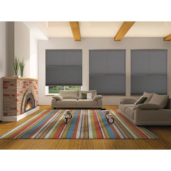 BlindsAvenue Anthracite Cordless Day/Night UV Blocking Fabric Cellular Shade with 9/16 in. Single Cell, 26 in. W x 48 in. L