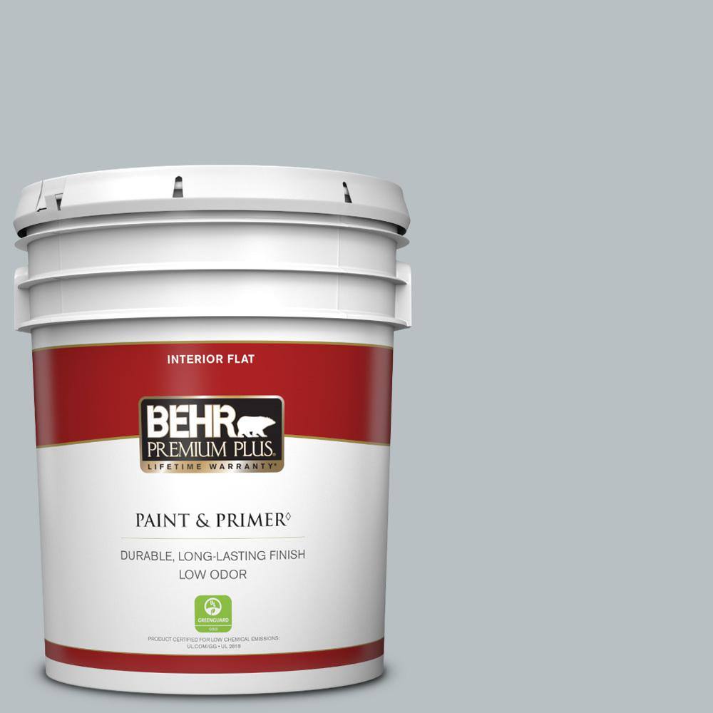 BEHR PREMIUM PLUS 5 gal. 750E3 Skyline Steel Flat Low Odor Interior
