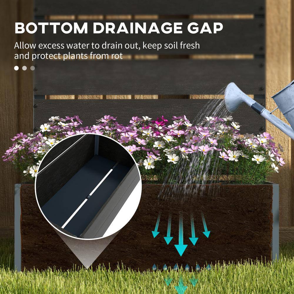 Black Metal Raised Garden Bed with Trellis, 28.25" x 15" x 59"
