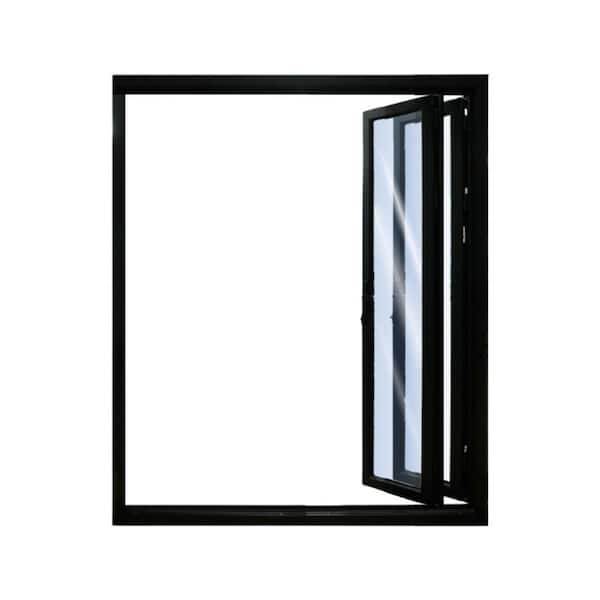Avora Elite 72 in. x 80 in. Pano Folding Door in Black with Right Side Stacked in Aluminum and Left Hand Lock