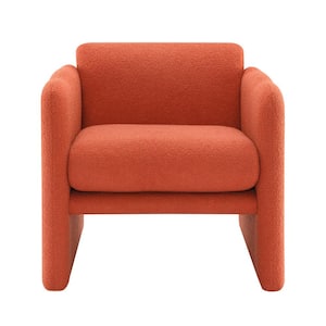 Orange Plywood Arm Chair with Waved Arms for Primary Living Space