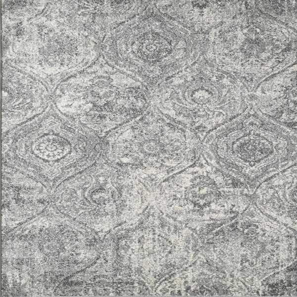 Eviva Loops Gray/Cream 2 ft. x 8 ft. Oriental Runner Rug