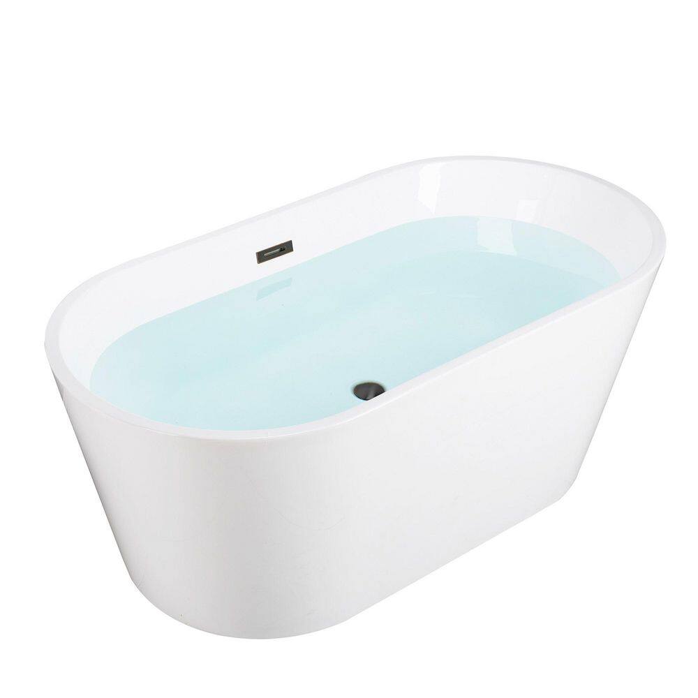 59 in. x 29.5 in. Acrylic Flat Bottom Soaking Bathtub in White with Oil Rubbed Bronze Center Drain and Overflow price history on PriceWatchPro