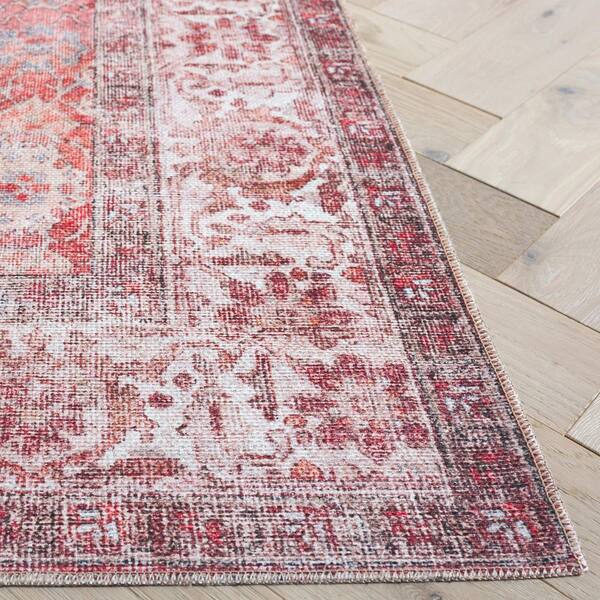 SAFAVIEH Vintage Serapi Red/Navy 8 ft. x 10 ft. Machine Washable
