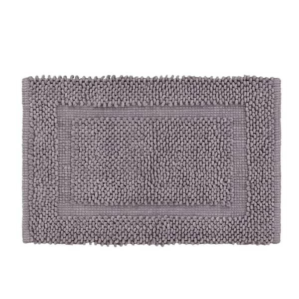 Jean Pierre New York Sophie Border Charcoal Grey 20 in. x 32 in. Cotton Textured Bath Mat