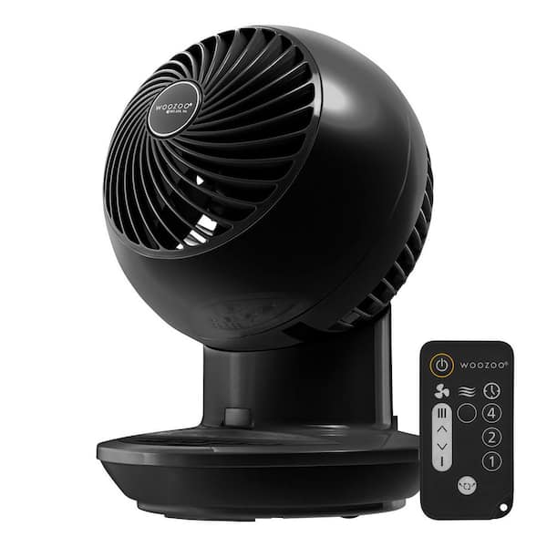 WOOZOO 3-Speed Oscillating Fan with Remote & Timer Free Standing Desktop Fan, 8 in. Fan Diameter, Black