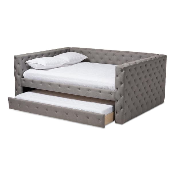 Baxton studio delora size grey upholstered daybed with deals trundle