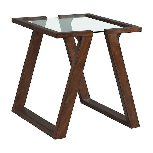 Picket House Furnishings Kai 22 in. Espresso Square Glass End Table