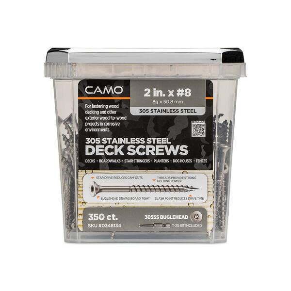 CAMO #8 2 in. 305 Stainless Steel Premium Star Drive Bugle-Head Deck Screws (350-Count)