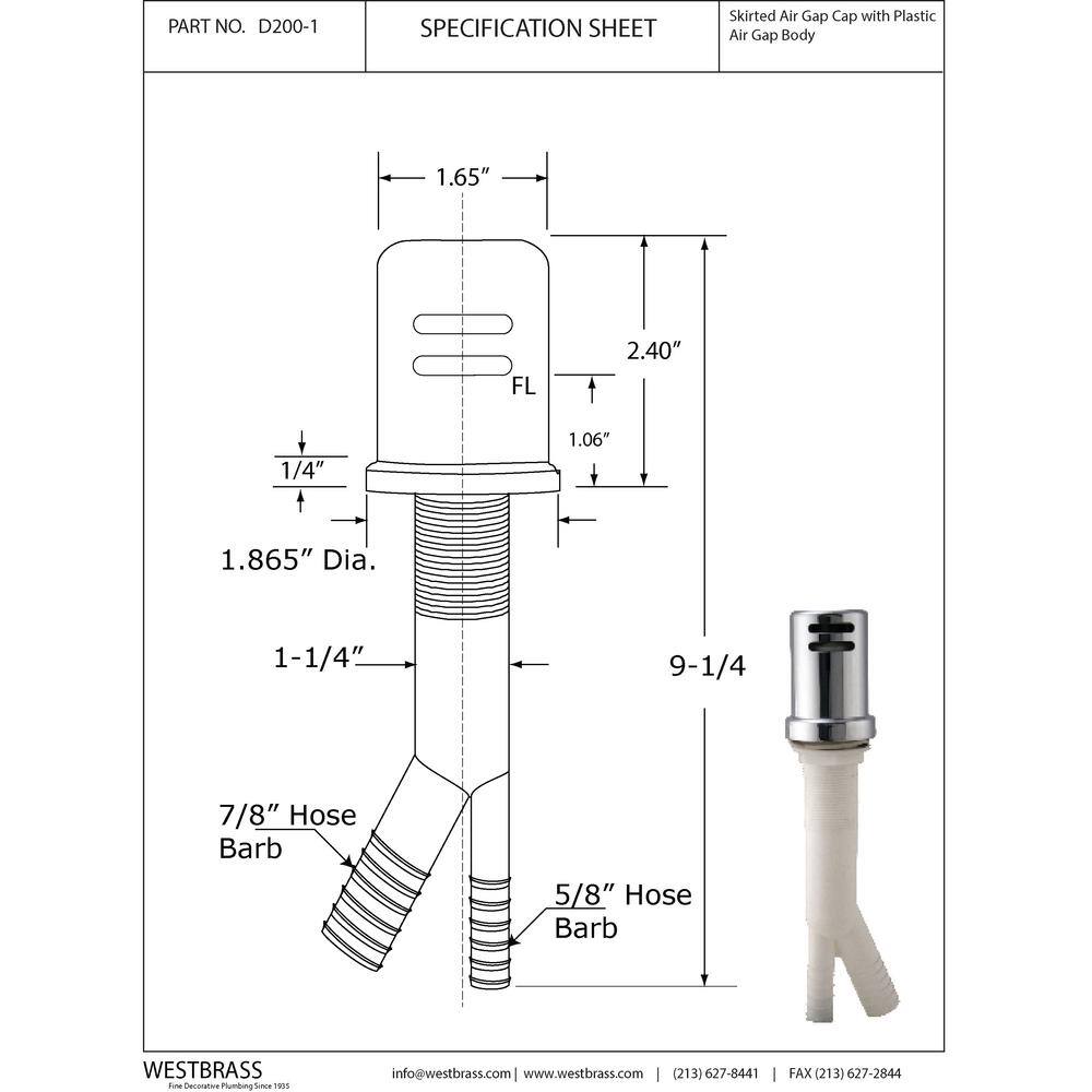 Matte Black Brass Air Gap Kit for Kitchen Sink
