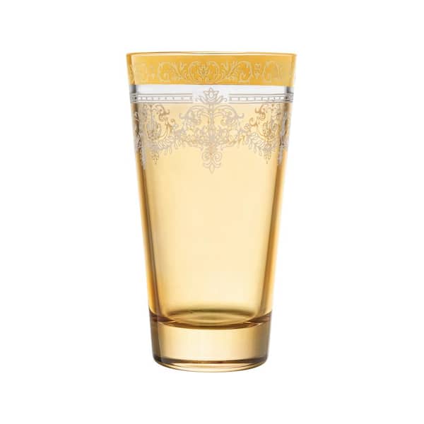 Lorren Home Trends 10 oz. Gold Amber Highball Glass (Set of 6)