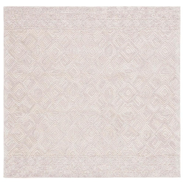 SAFAVIEH Textual Beige 6 ft. x 6 ft. Abstract Border Square Area Rug