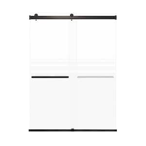 Brianna 60 in. W x 80 in. H Sliding Frameless Shower Door in Matte Black with Frosted Glass