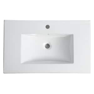 30 in White Bathroom Vanity Ceramic Top-BL9075B