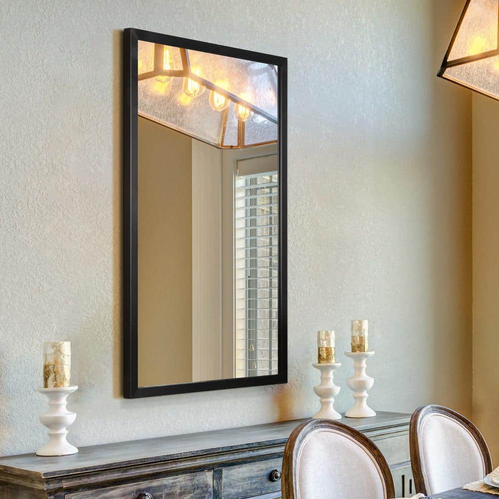 Contempo 24" x 36" Black Stainless Steel Rectangular Wall Mirror