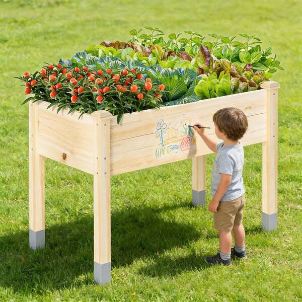thumbnail image 2 of UNHO Rot-Resistant Wooden Elevated Raised Garden Bed – 65x33x16 Cm For Vegetables & Flowers 2 of 4