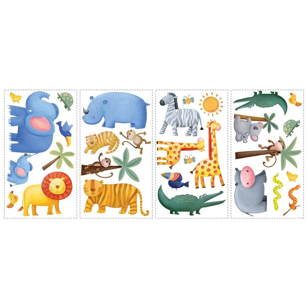 Jungle Adventure Vinyl Peel and Stick Wall Decals for Kids