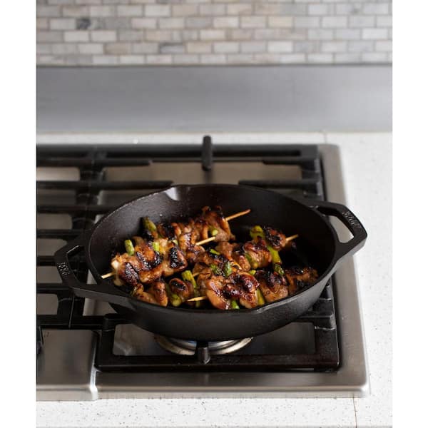  Lodge 12 Cast Iron Dual Handle Grill Pan, Black: Home & Kitchen