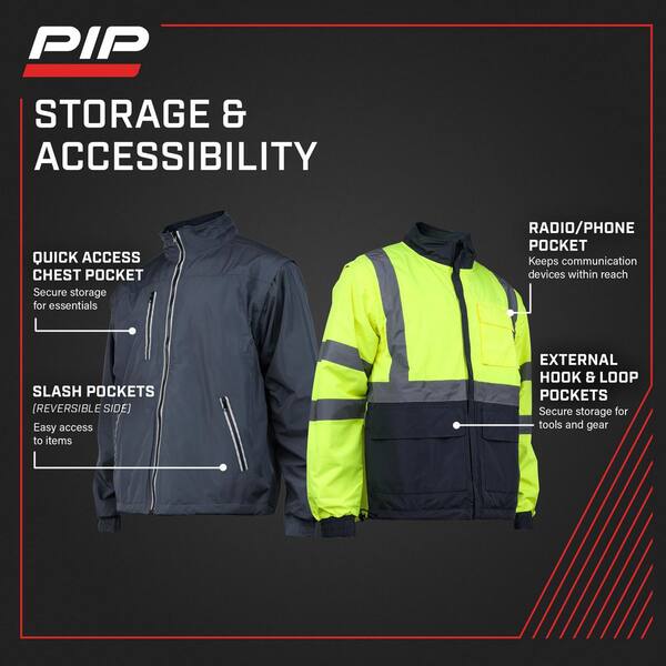 PIP Men's Medium ANSI Type R Class 3 4-in-1 Reversible Hi Vis