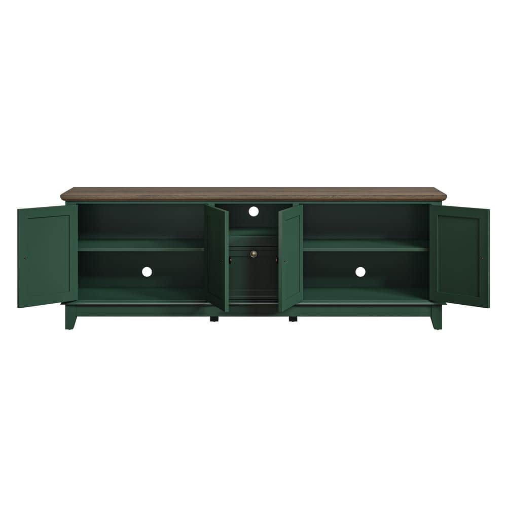 Festivo 72" Green Wood TV Stand with Hidden Drawer