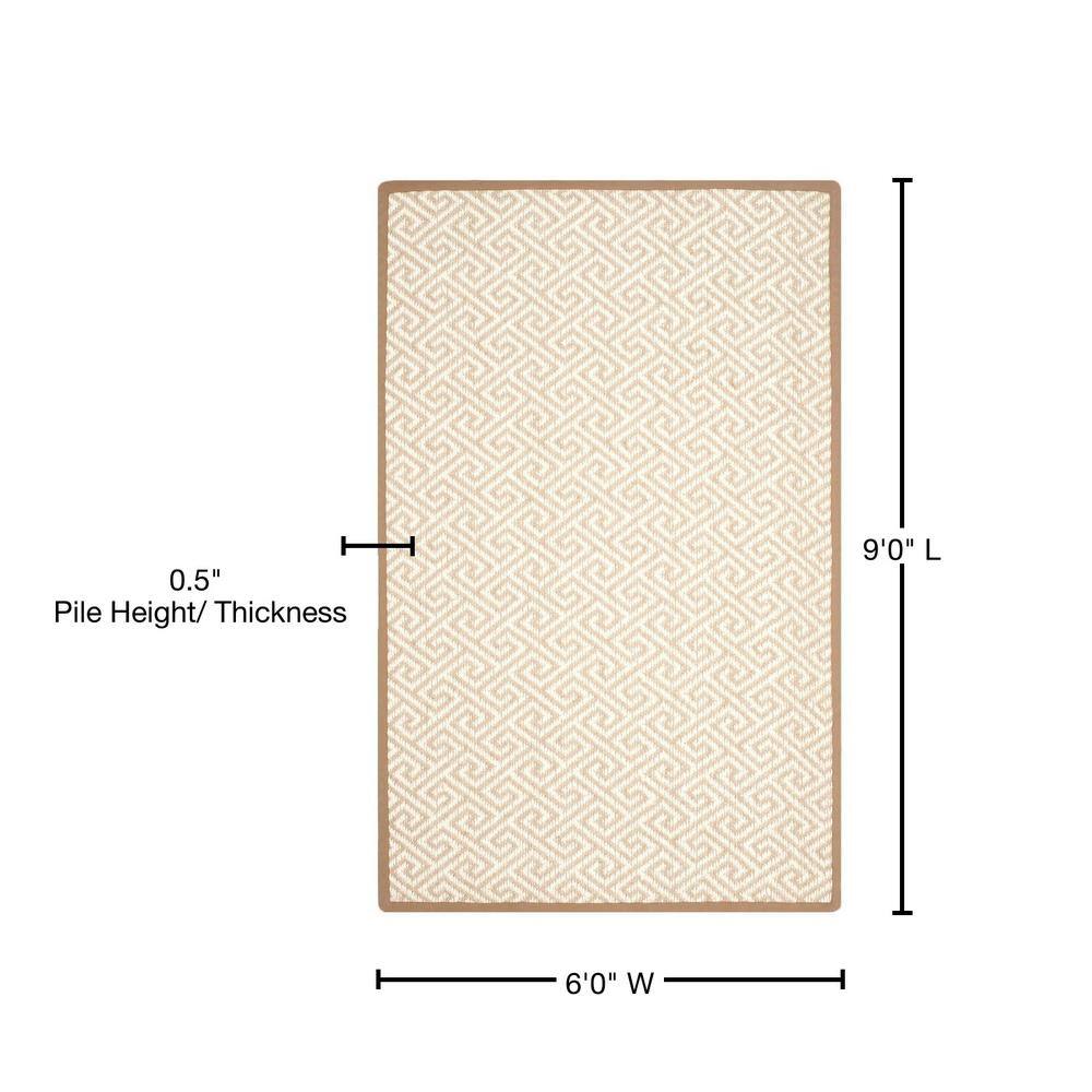 Natural Fiber 6' x 9' Beige and White Sisal Area Rug
