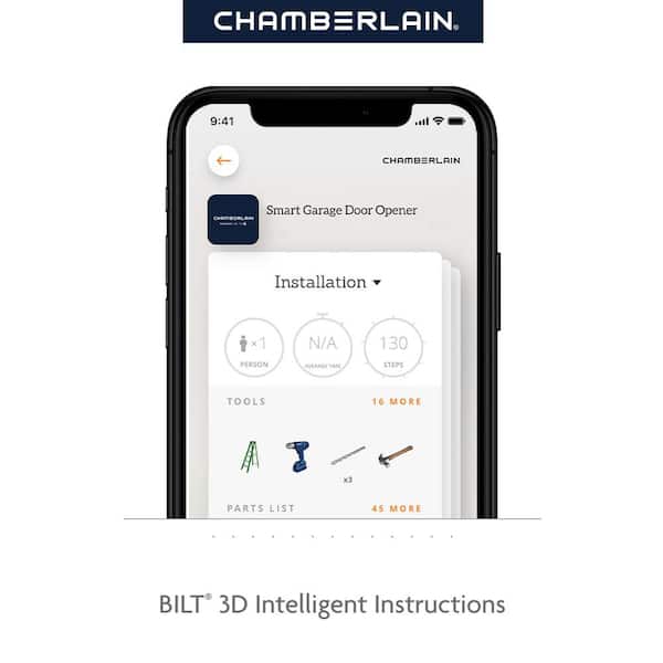 Chamberlain B4613T 3/4 HP LED Smart Quiet Belt Drive Garage Door Opener with Battery Backup - 3
