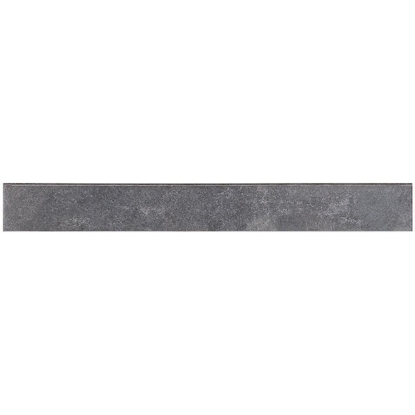 Malaga Dark Gray 3 in. x 24 in. Honed Porcelain Wall Bullnose Tile