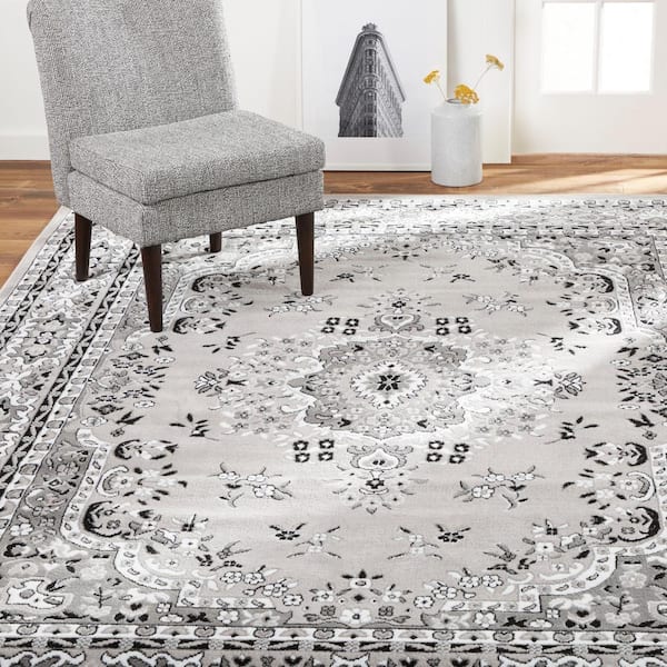 Premium Grey/Ivory 2 ft. x 3 ft. Medallion Area Rug