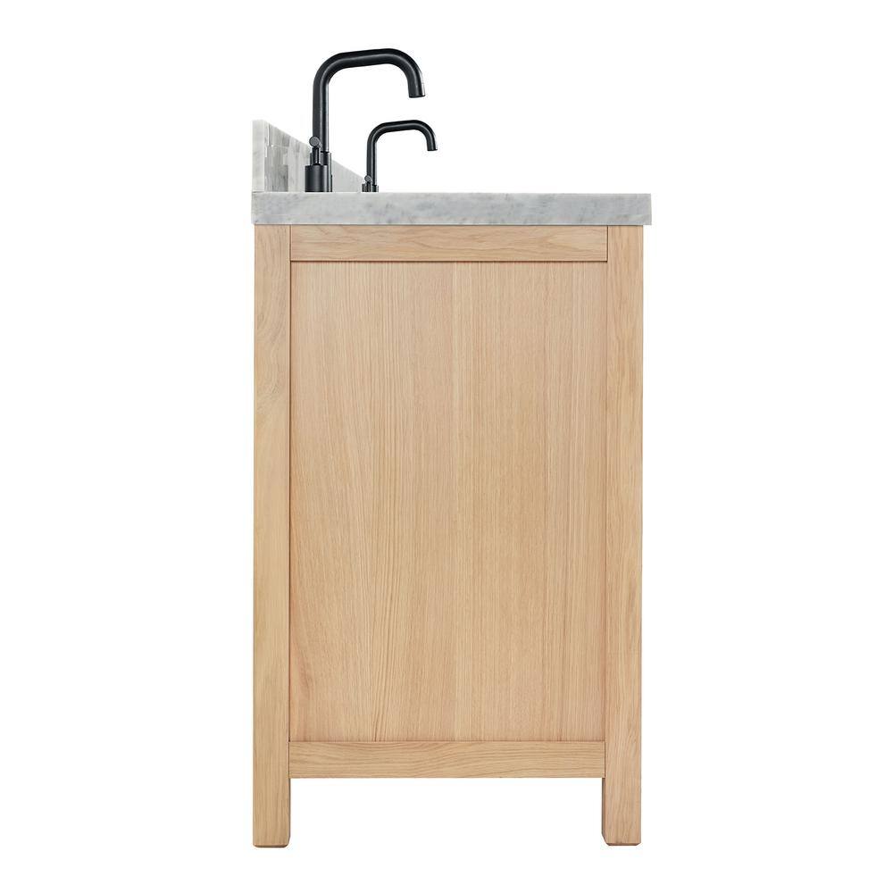 Cambridge 72'' Oak Double Vanity with Carrara Marble Top
