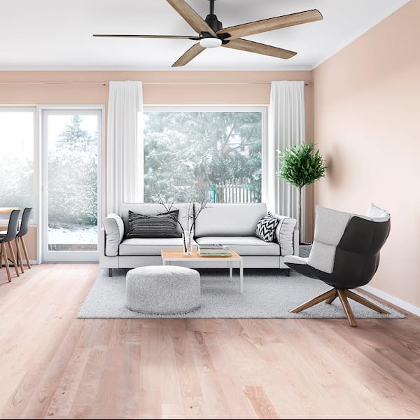 Vinwood 56 in. Indoor White Color Changing LED Matte Black Ceiling Fan with Remote Control Powered by Hubspace