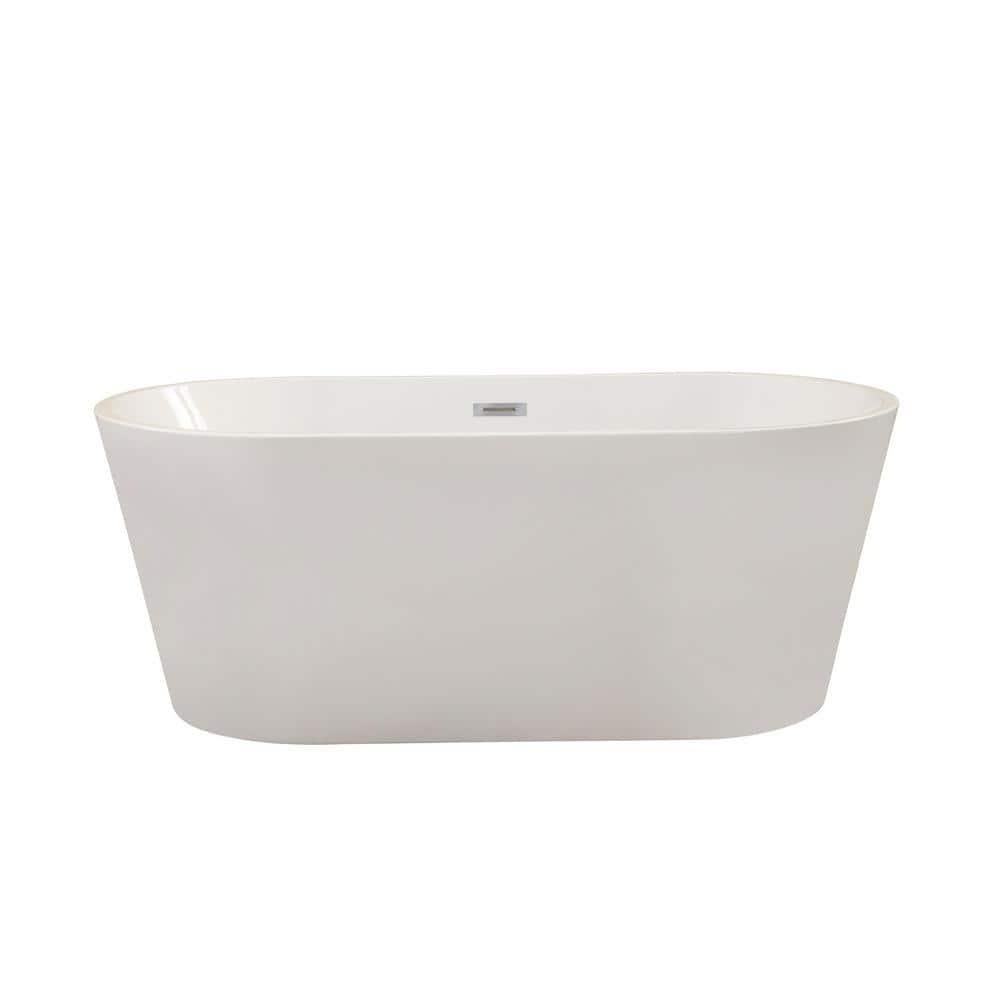 Cielo 59" White Acrylic Freestanding Soaking Bathtub