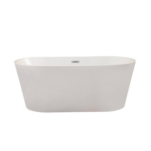 Altair Cielo 59 in. Acrylic Flatbottom Non-Whirlpool Soaking Bathtub in White