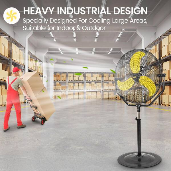 30 in. 3 Speeds Pedestal Fan in Yellow with Powerful 1/3 Motor, Easy Assembly Work Fan Move Much Air