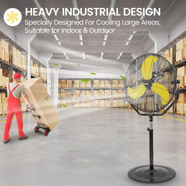30 in. 3 Speeds Pedestal Fan in Yellow with Powerful 1/3 Motor, Easy Assembly Work Fan Move Much Air