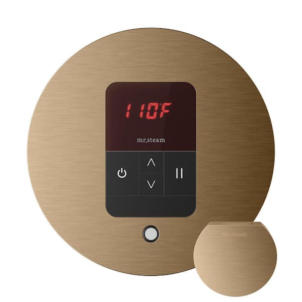 iTempo Round Steam Shower Control and Steamhead in Brushed Bronze
