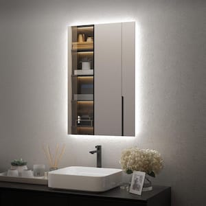 24 in. W x 36 in. H LED Lighted Backlit Modern Rectangular Frameless Anti-Fog Tempered Glass Wall Bathroom Vanity Mirror