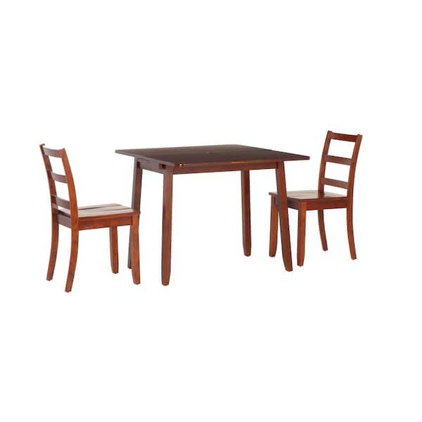 Linon Home Decor Ari 3-Piece Brown Folding Table and Chair Set